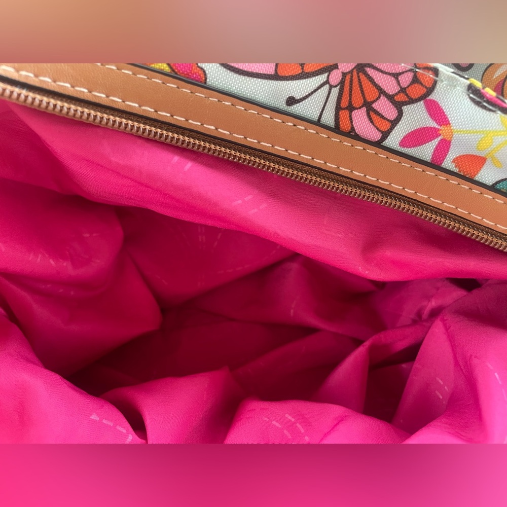 Lily Bloom Multi-Color Butterfly Floral Satchel Shoulder Bag - Picture 3 of 5